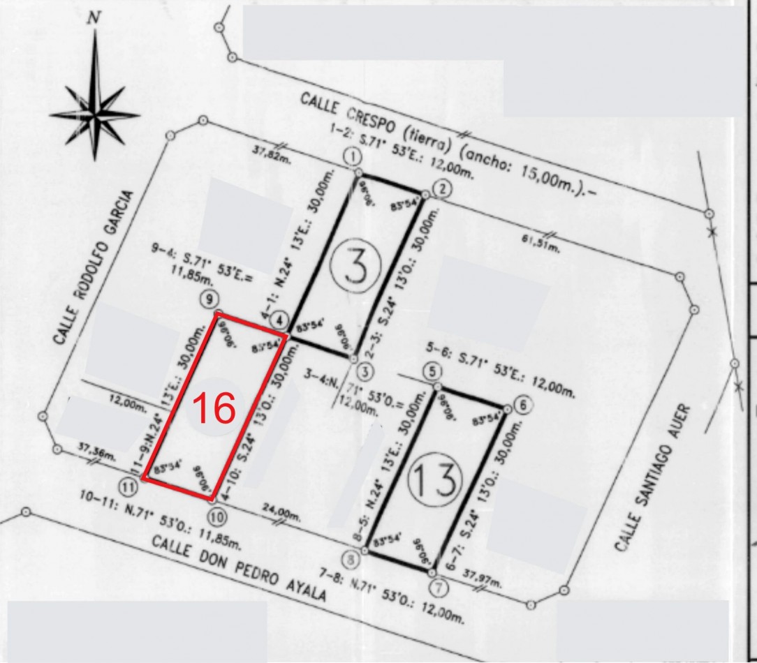 Lote en venta Pedro Ayala entre Garcia y Auer
