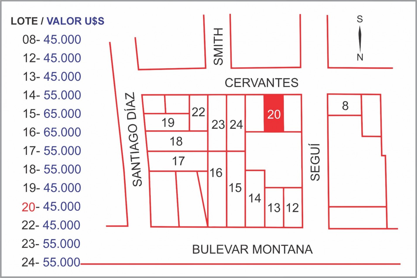 Lote 20 Cervantes entre Segui y Santiago Diaz